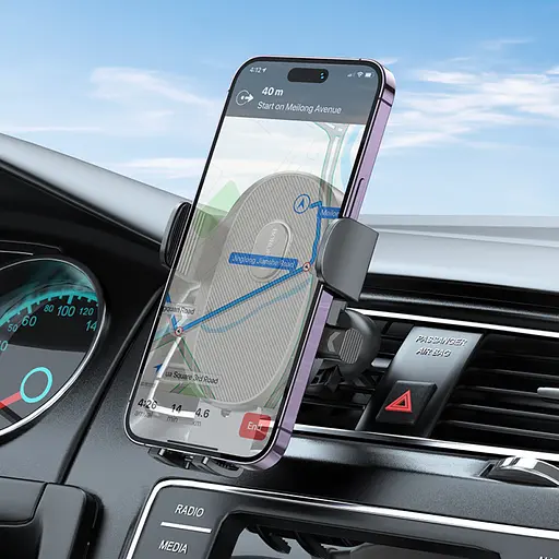 Автотримач для телефона BOROFONE BH92 Grand one-button car holder(air outlet) Black - фото 8