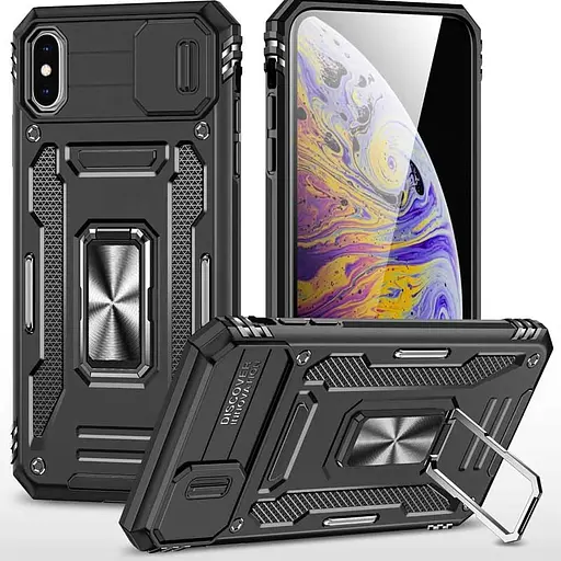 Чехол Epik ударопрочный Camshield Army Ring для Apple iPhone X/XS 5.8 Черный/Black