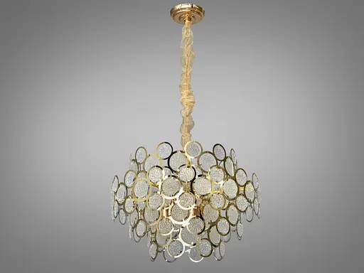 Люстра з круглими скляними елементами типу "Артишок" на 9 ламп, золото - фото 2