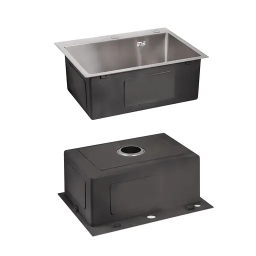 Кухонная мойка Lidz Handmade H5045 интегрированная Brushedв комплекте с дозатором и корзиной, Нержавеющая сталь - фото 4