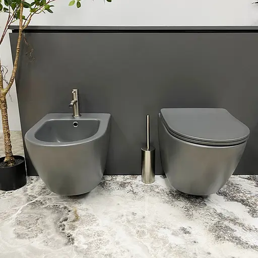 Подвесной унитаз VBI Vulcano grey matt VBI-020410, Серый - фото 7