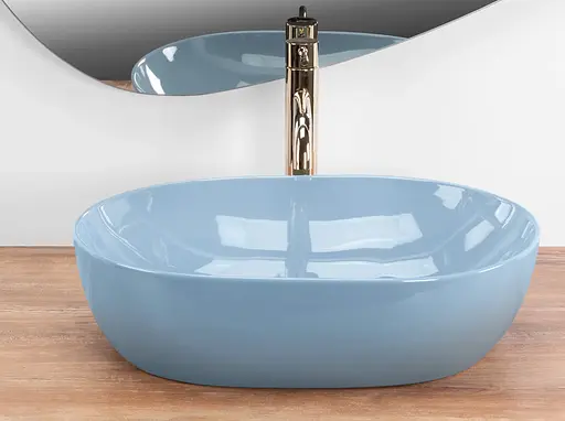Умивальник Rea Lisa blue shiny накладний REA-U6620, Синий - фото 4