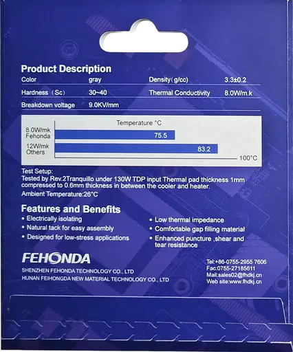Термопрокладка Fehonda 100x100x3.0mm (8W/m*k) (18679) - фото 2