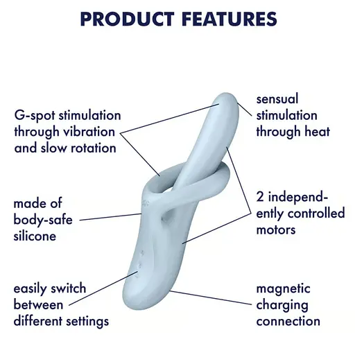 Вібратор Satisfyer Heat Flex 4 23 см блакитний - фото 2