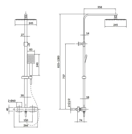 Душова система Cersanit City S951-341 з термостатичним змішувачем Хром 30412 - фото 2