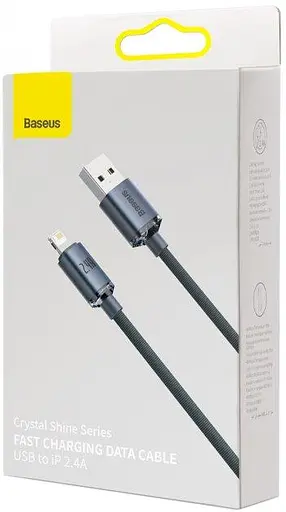 Кабель Baseus Crystal Shine Series Fast Charging Data Cable USB to iP 2.4A 2 м Чорний - фото 2