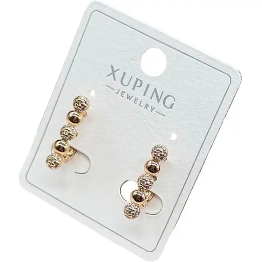 Сережки Xuping з фіанітами гіпоалергенне медичне золото - фото 1