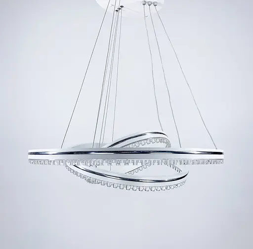 Белая LED люстра на 3 кольца с хромированной полоской Line.F A 55060/3P WH+CR - фото 1