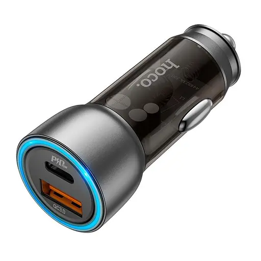 Зарядный автомобильный 45 ватт HOCO Sprinter dual port car charger NZ8 коричневый - фото 1