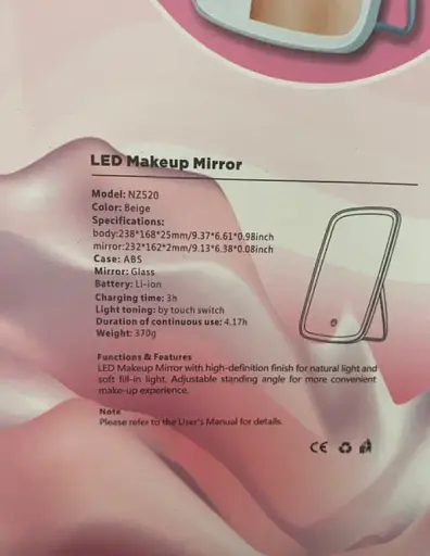Дзеркало косметичне настільне Salon Professional Makeup Mirror 33 світлодіоди USB або батарейки рожевий - фото 3