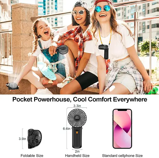 Портативный вентилятор SUQUCI 3 в 1, 180° регулируемый, 4 скорости - фото 4