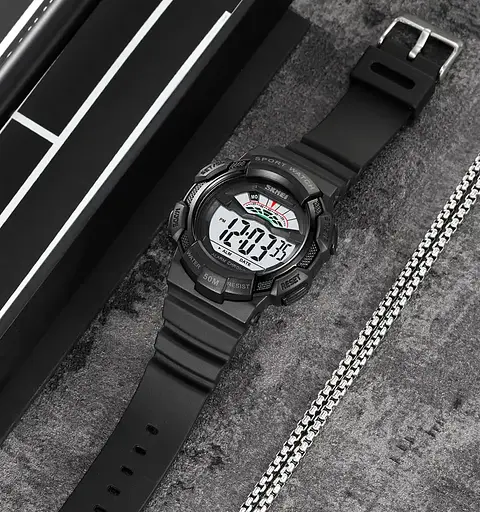 Чоловічий спортивний годинник Skmei 2153 (Чорний з білим циферблатом) - фото 5