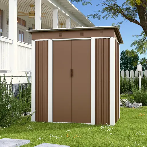 Хозблок-сарай металлический SS-02 с односкатной крышей 185х180х120 см Коричневый - фото 1