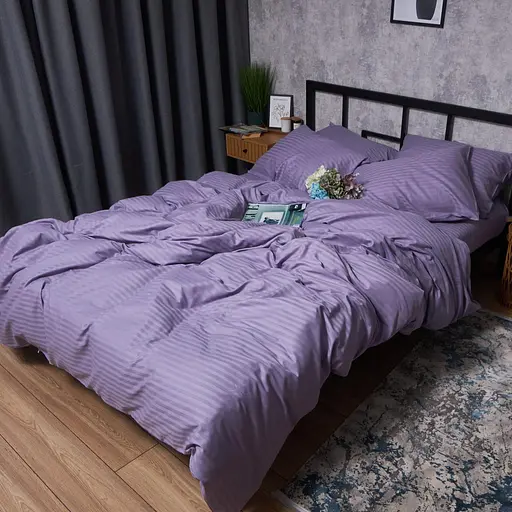 Комплект постільної білизни Moon&Star Satin Stripe Soft Lilac Євро 200х220 наволочки 2х70х70 - фото 6