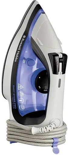 Russell Hobbs Праска Easy Store Pro, 2400Вт, 320мл, паровий удар -180гр, постійна пара - 45гр, зберігання шнура, керам. підошва, біло-синій - фото 6