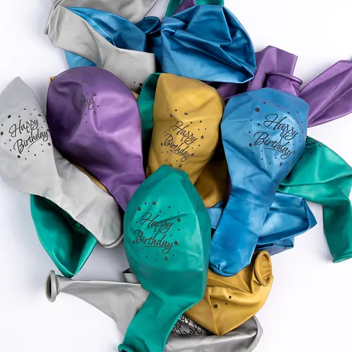 Шарик воздушный латексный с принтом 30 см (25) металлик Happy Birthday, IDEA7-PB-52 - фото 3