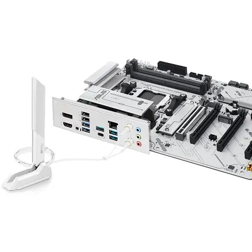 Материнская плата Asus AM5 B850 MAX Gaming WIFI W, B850, 4xDDR5, Int.Video (CPU), 4xSATA3, 3xM.2, 1xPCI-E 5.0 x16, 1xPCI-E 4.0 x16, 2xPCI-E 4.0 x1, Realtek 7.1, Realtek 2.5Gb, WiFi 6E, Bluetooth 5.3, 8xUSB 3.2 / 8xUSB 2.0, HDMI/DP, ATX - фото 5