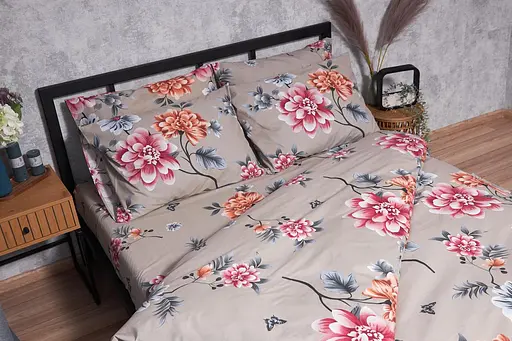 Комплект постільної білизни Moon&Star Бязь Gold Люкс Peony Brown двоспальний 175х210 наволочки 4х50х70 - фото 4