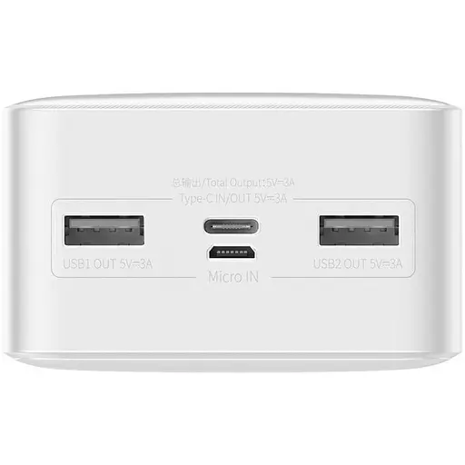 Зовнішній акумулятор (павербанк) Baseus Bipow Digital Display Powerbank 15W 30000 mAh White (PPBD050202) - фото 4