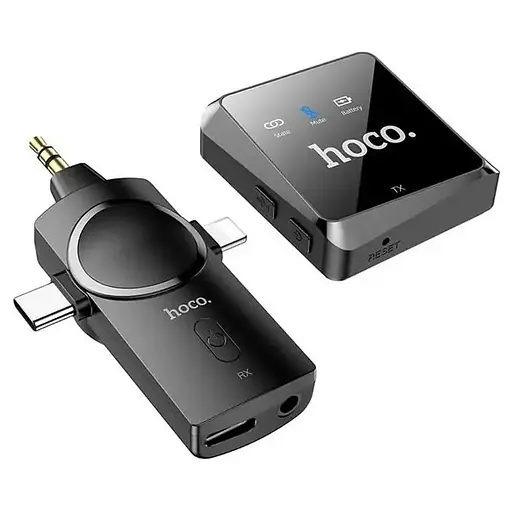 Микрофон петличка беспроводной HOCO S31 Stream Wireless Microphone + Receiver 3in1 (USB-C 3.5mm Lightning) - фото 7