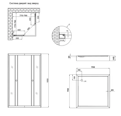 Набор Lidz Душевая кабина Wawel SC80x80.SAT.LOW.GR, квадратная, стекло тонированное 4 мм + Душевой поддон Kapielka ST80x80x14 - фото 12