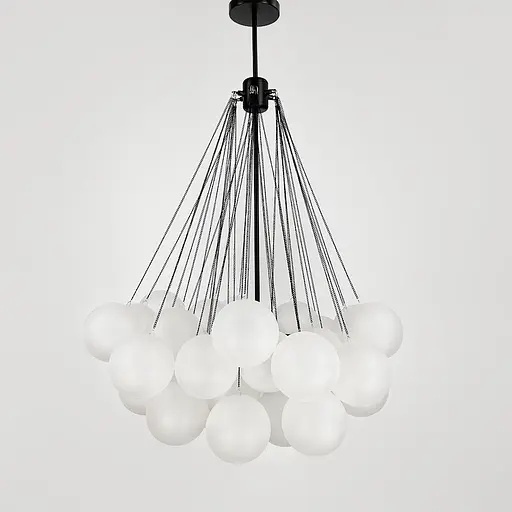 Люстра-пучок Pumpo Bubbles в черном корпусе ⌀ 70 см 37 шариков | Ст. J062-800 BK+WT | Line F - фото 2