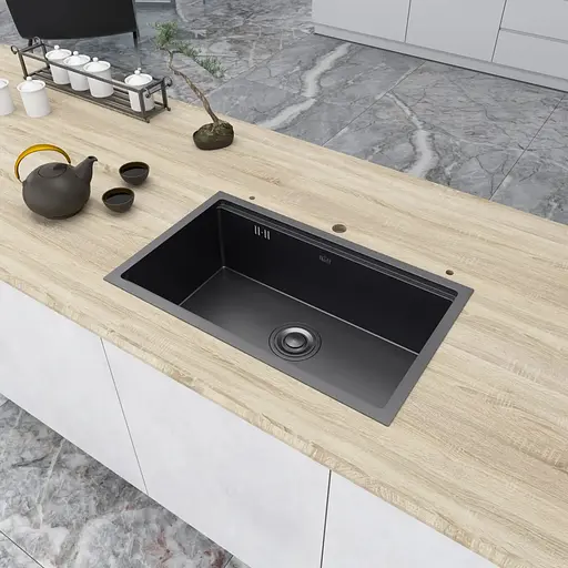 Кухонна мийка під стільницю чорна 1.5 мм багатофункціональна Nett NB-7042, Чорний - фото 9