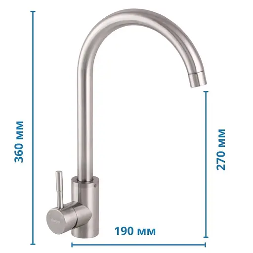 Змішувач для кухні Haiba SUS 011 HB0992 Нержавіюча сталь - фото 2