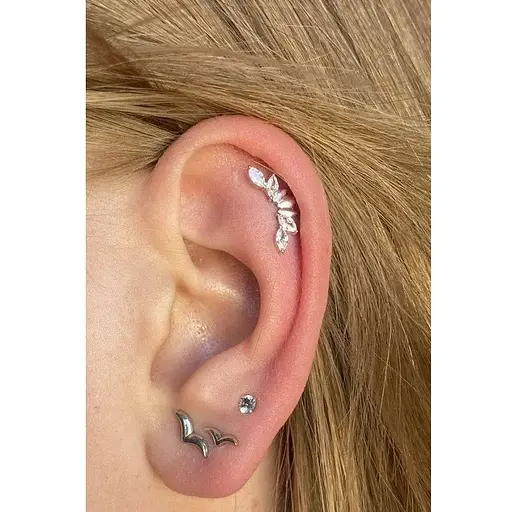 Срібна сережка для пірсингу хеліксу Ірій. 40067ШТ - фото 3