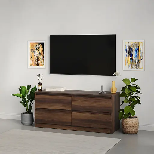 Тумба під телевізор MebelStar Нео 4Ш 120x43x53 см Дуб бурштиновий (MBS-1276)