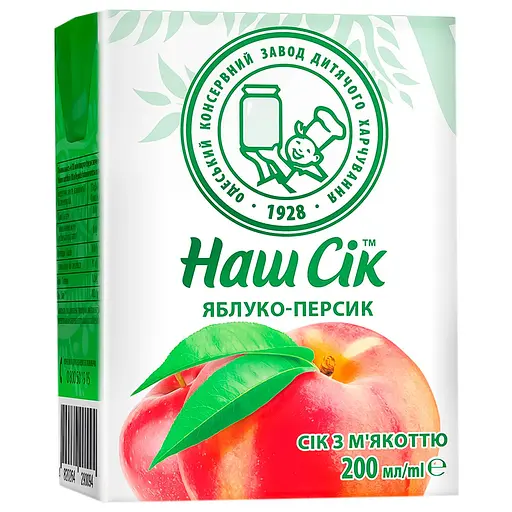 Сік Наш Сік Яблучно-персиковий з м’якоттю 200 мл (913808) - фото 1