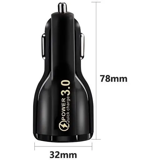 Автомобильное зарядное устройство No Brand CWa 2USB PD18W QC 3.0 Black (69850555) - фото 4