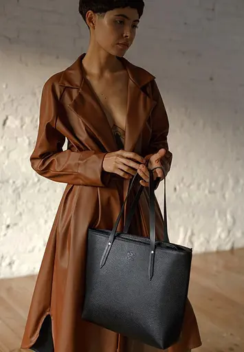 Шкіряний шоппер Walker Mini чорний флотар - фото 2