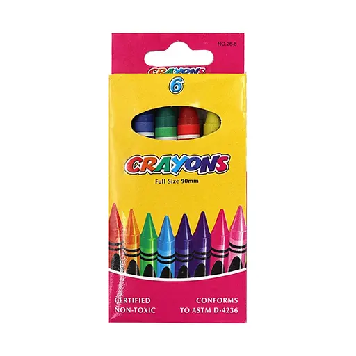 Набір дитячих воскових олівців "Crayons" Bambi 8496-6, 90 мм, 6 кольорів - фото 1