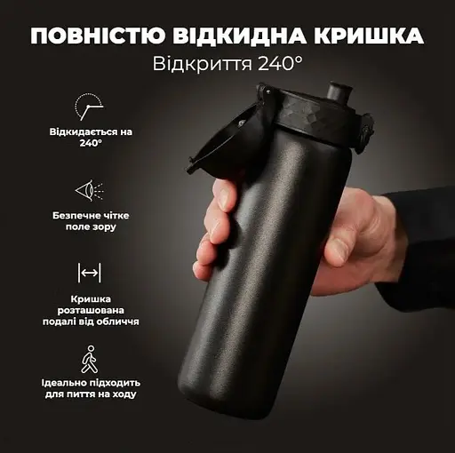 Пляшка для води ION8 металева вакуумна 500 мл Vacuum Insulated Black (I8TS500BLK) - фото 3