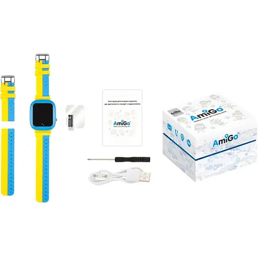 Smart Watch AmiGo GO004 Splashproof Camera+Led Blue/yellow RU UCRF - фото 3