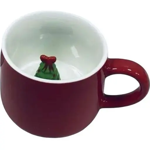 Новорічна кружка Olens 102-1023 керамічна Сюрприз Ялинка 350 мл Червона - фото 1