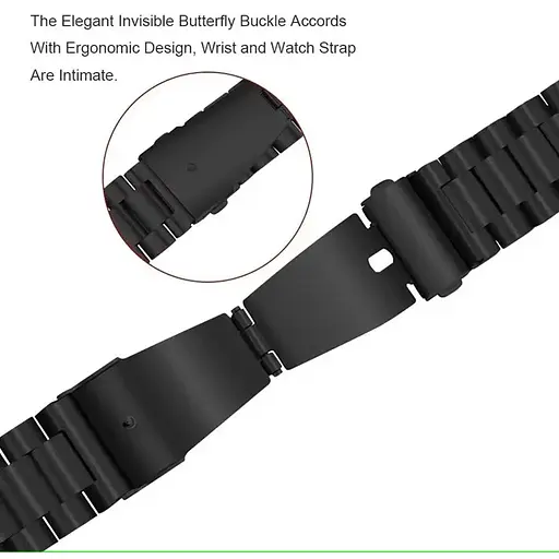 Ремешок для фитнес-браслета Tamister для Xiaomi Mi Band 8 и 9 Type С металлический с застежкой черный - фото 5