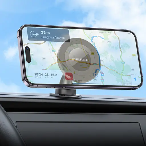 Автотримач Borofone BH91 Ring magnetic (center console) Black - фото 7