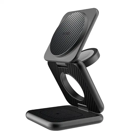 БЗП WIWU Wi-W035 Kevlar Mag Go 3 in 1 wireless charger Black - фото 3