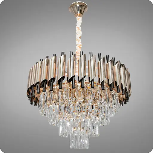 Люстра кришталева світлодіодна 517 Dlight на 9 ламп E14 Золото Чорний Хром (02020) - фото 1