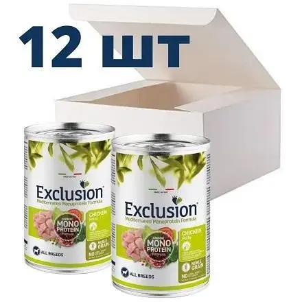 Упаковка вологого корму для собак Exclusion 400 г х 12 шт смаки на вибір - фото 1