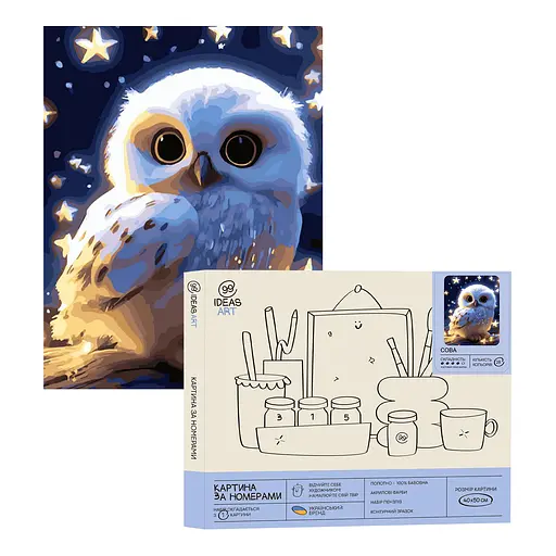Набор для росписи "Сова" 40*50 см, IDEA2-GX47066, ТМ "99IDEAS"