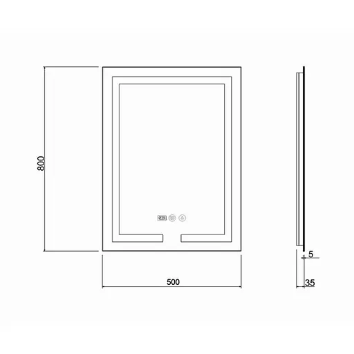 Дзеркало Qtap Mideya з антизапотіванням (DC-F936) 500x800 QT2078F936W, Білий - фото 2
