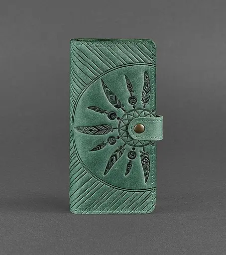 Кожаное женское зеленое портмоне 7.0 Инди. - фото 1