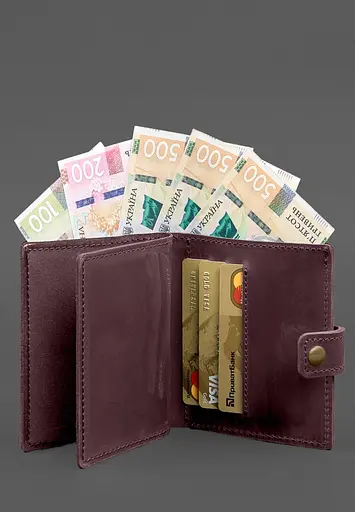 Кожаная обложка-портмоне для удостоверения офицера ГНСУ 11.2 бордовый Crazy Horse - фото 5