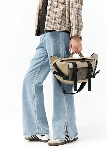 Большая женская поясная сумка бананка Sambag DynamicDart серая 38×21×7 см (80411130) - фото 2