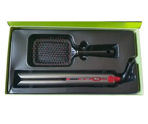 Комплект для стайлінгу волосся DSP-10264 випрямляч та масажна щітка Сріблястий - фото 6