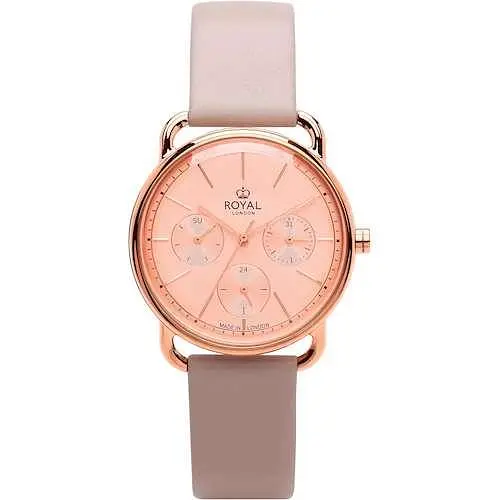 Женские водонепроницаемые наручные часы Royal London 21450-05 кварцевые с кожаным ремешком