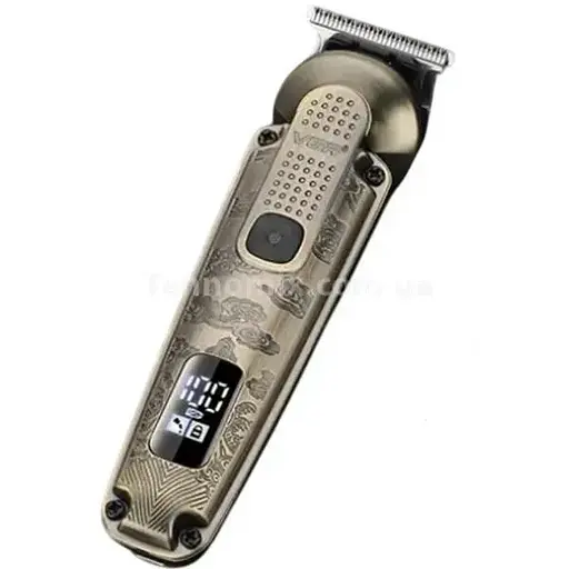 Машинка для стрижки волосся VGR V-103 (8 в 1) LCD для бороди та носа + підставка Бронза - фото 5